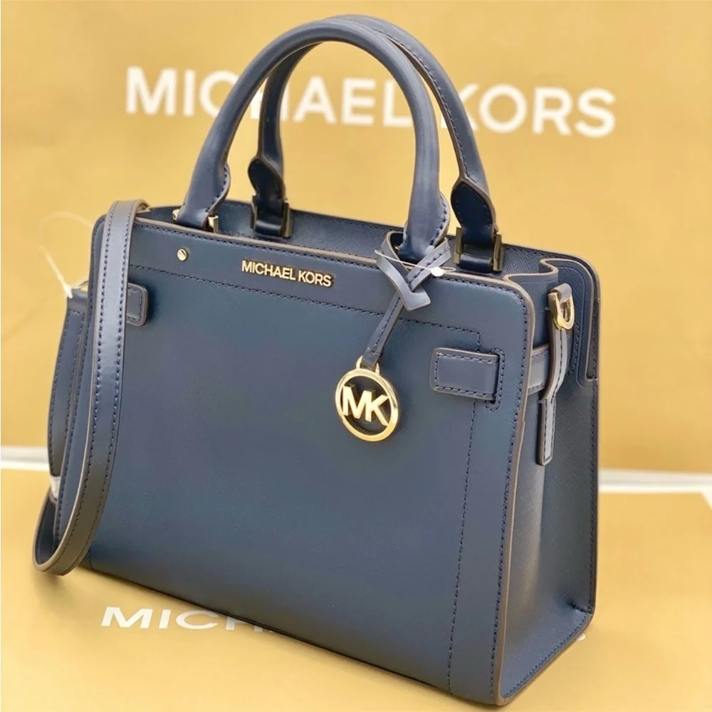 MICHAEL KORS RAYNE SMALL EAST WEST SATCHEL NAVY COLOR - Picture 3 of 15